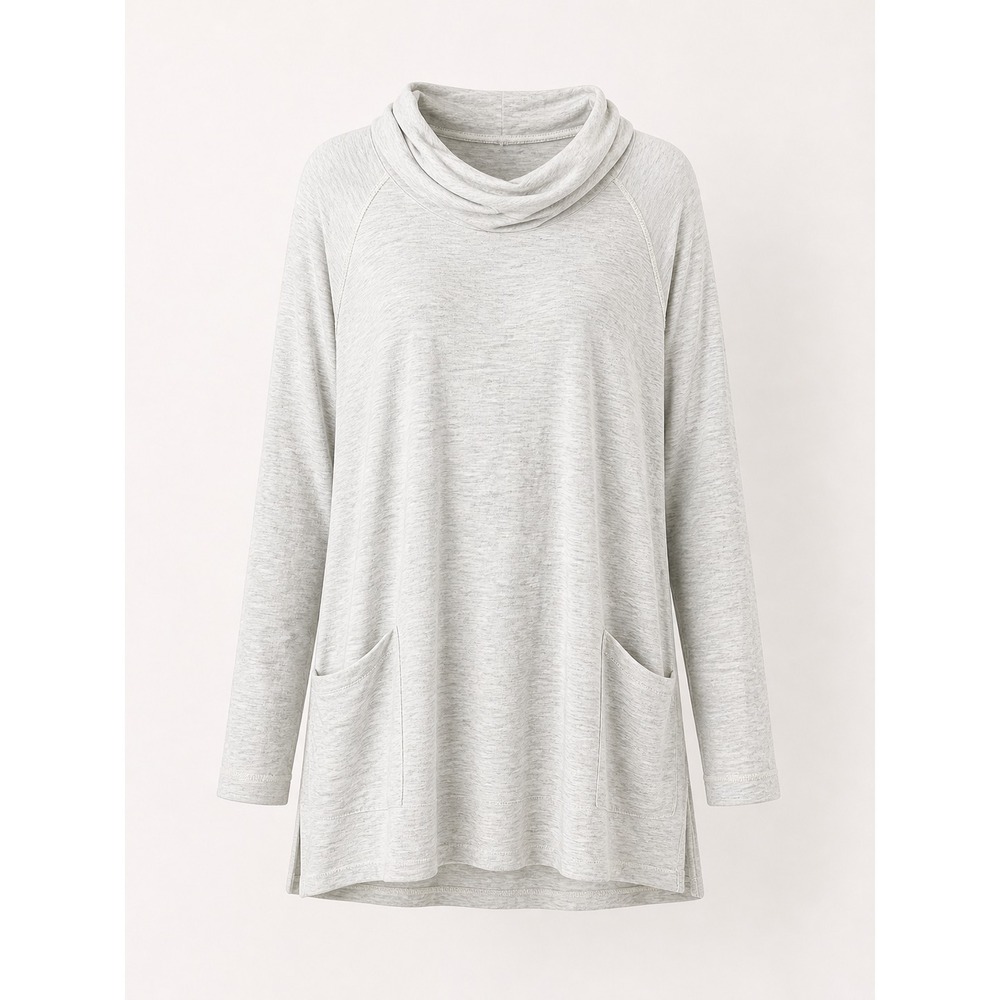 Womens XL Tek Gear  Sweater Raglan Sleeve Light Gray Cowl Neck tunic pull over